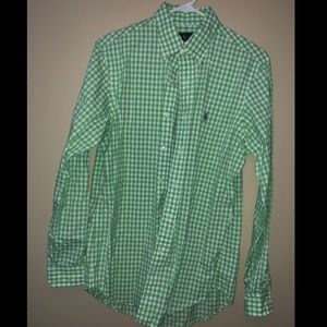 Men’s Green Long Sleeve Polo Button Down Shirt